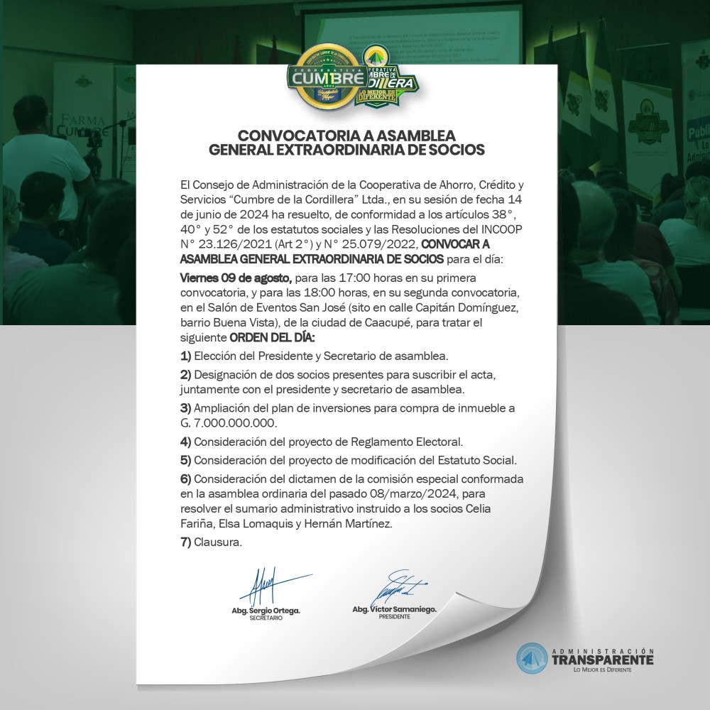 Asamblea Extraordinaria de Socios 2024
